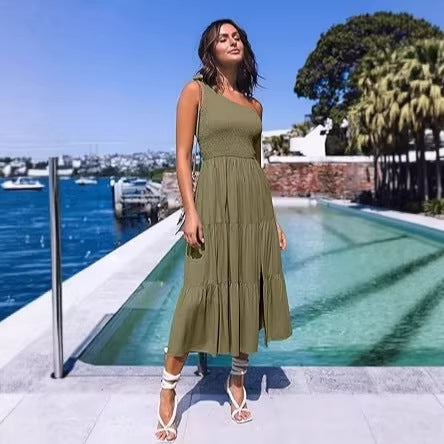 Damen Maxikleid mit ärmellosem Design und elastischem Bustier R&B