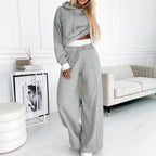 Damen lässiges Set aus Kapuzenpullover und weit geschnittenen Hosen R&B