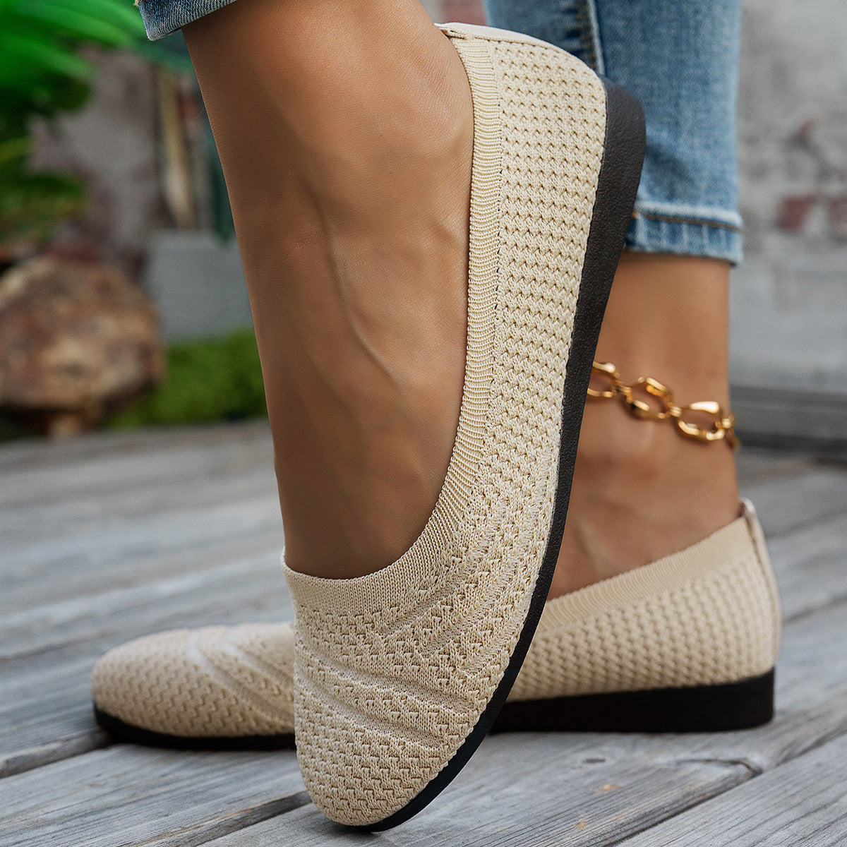 Damen komfortable Slipper mit innovativem Strickdesign R&B