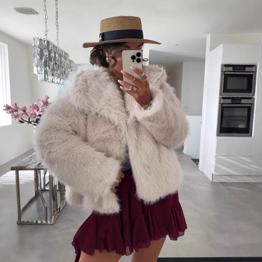 Damen Kuschelige Felljacke R&B