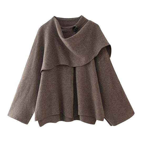 Damen modische Oversized-Jacke mit asymmetrischem Schnitt und schickem Stehkragen R&B