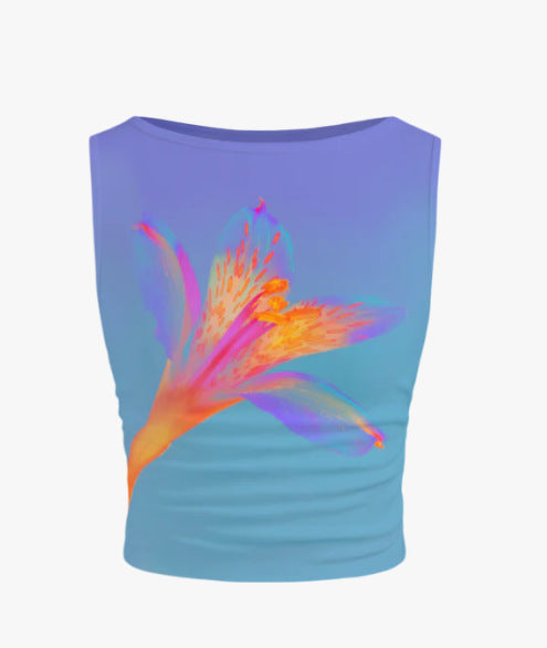 Damen ärmelloses Crop-Top mit floralem Motiv und figurbetontem Schnitt R&B