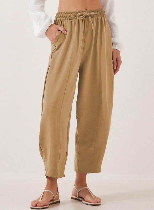 Damen lockere Freizeithose mit elastischem Bund und seitlichen Taschen R&B