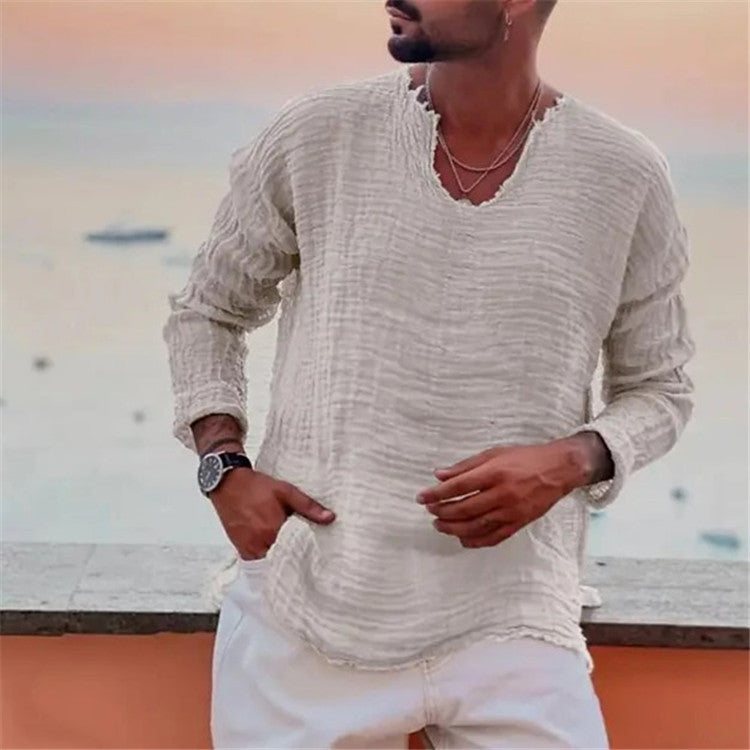 Herren lässiges Leinenhemd R&B