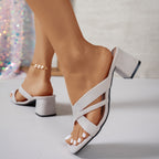 Damen elegante und bequeme Mules mit Blockabsatz R&B