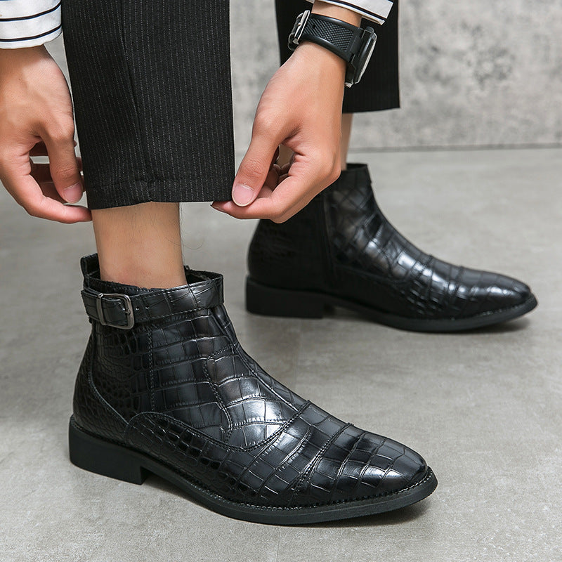 Damen elegante Schnürstiefeletten mit modischem Krokodilmuster R&B