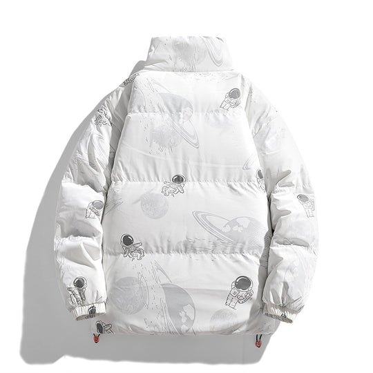 Damen futuristische Steppjacke mit astronautischen Mustern R&B