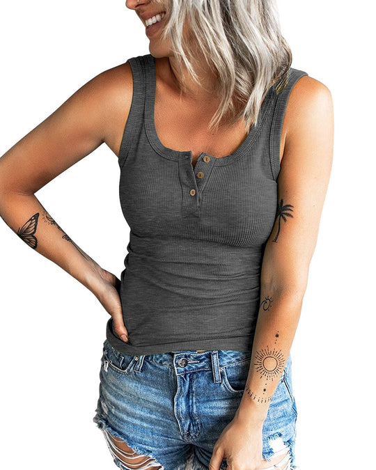 Damen komfortables Trägershirt mit Knopfdetails R&B