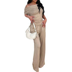 Damen Eleganter Overall mit Wickeldesign und weitem Bein R&B