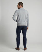 Herren Strickjacke Grau Lockerer Cardigan mit Reißverschluss für Herbst