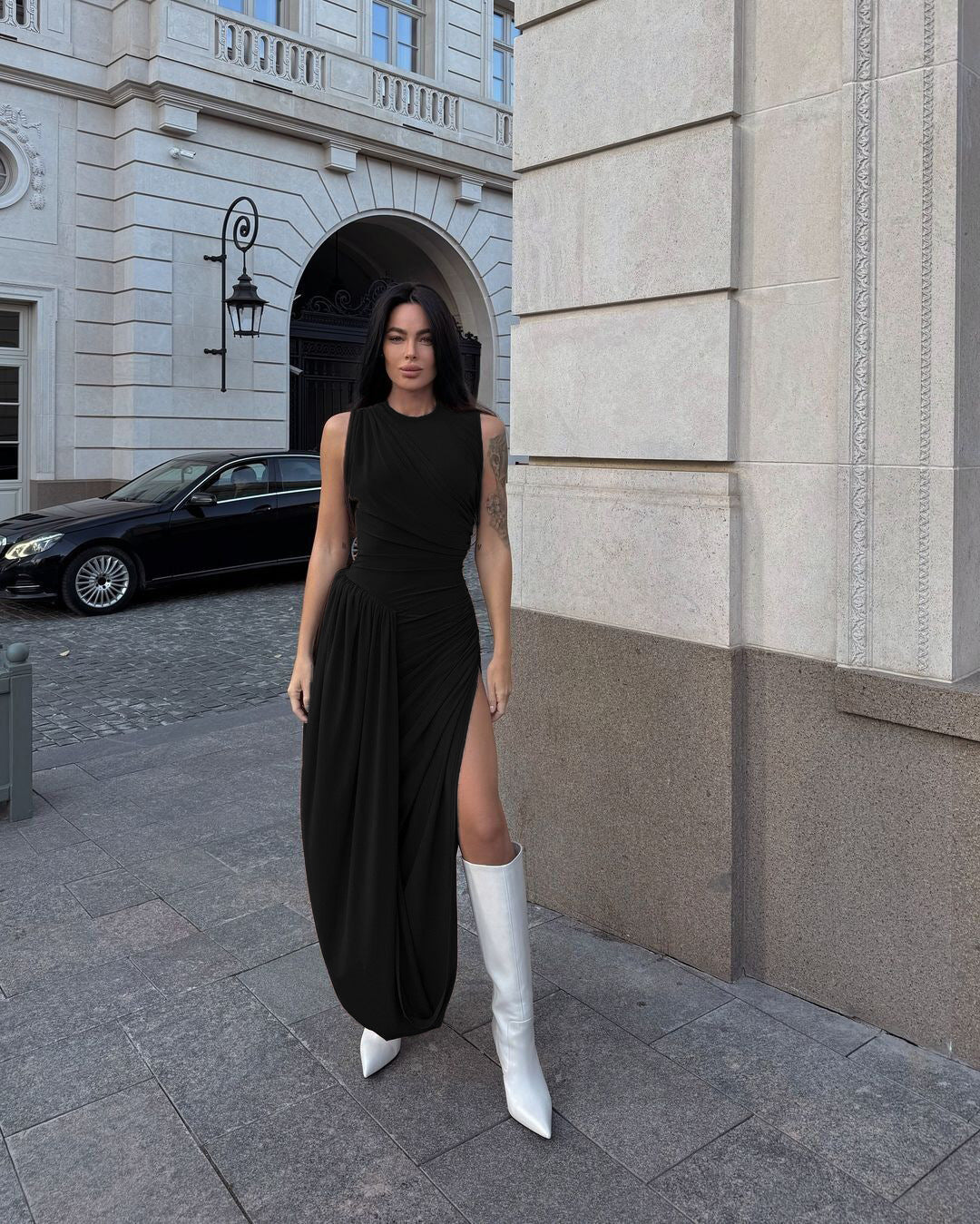 Damen Elegantes Maxikleid mit raffiniertem Wickeldesign R&B
