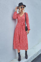 Damen Maxikleid mit elastischem Taillenbund und floralen Mustern R&B