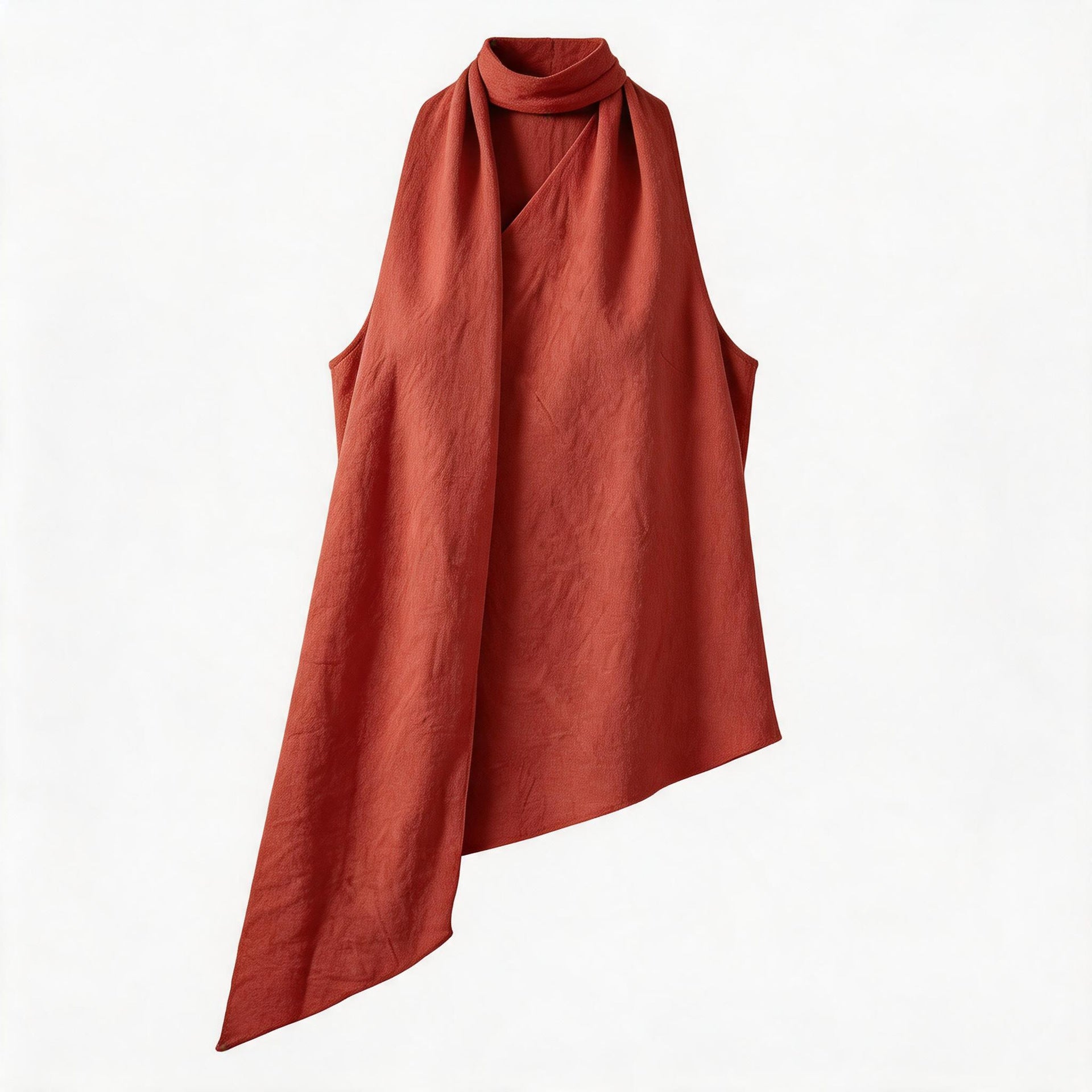 Damen asymmetrisches Wickeloberteil mit elegantem Schal R&B