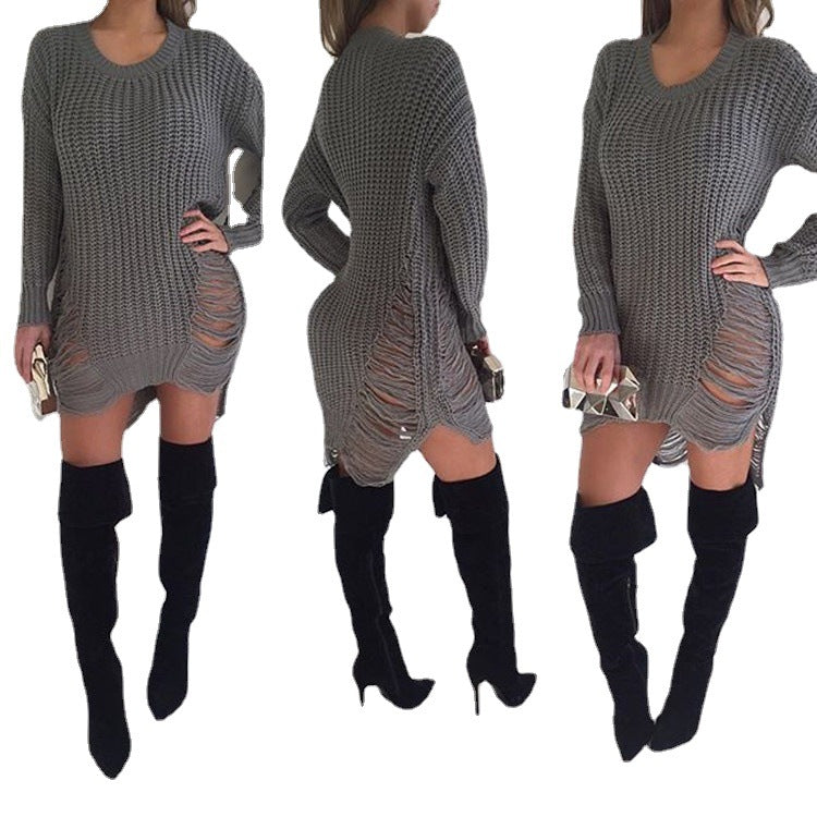 Damen Strickkleid mit lässigem Cut-Out-Design und modernen Details R&B
