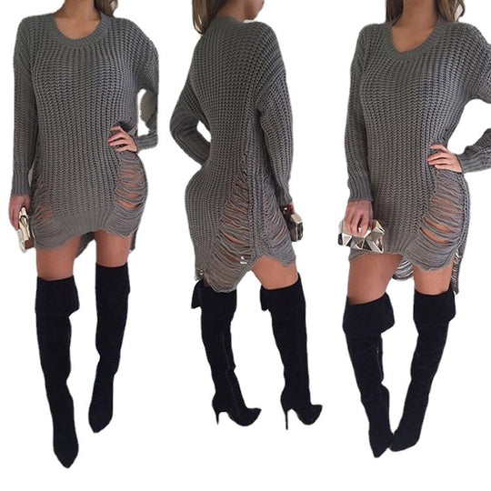 Damen Strickkleid mit lässigem Cut-Out-Design und modernen Details R&B