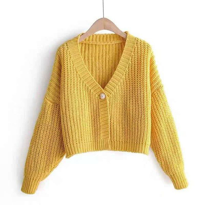 Damen lässige Strickjacke mit überschnittenen Schultern und knöpfen R&B