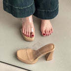 Damen transparente Mules mit elegantem Riemendesign R&B