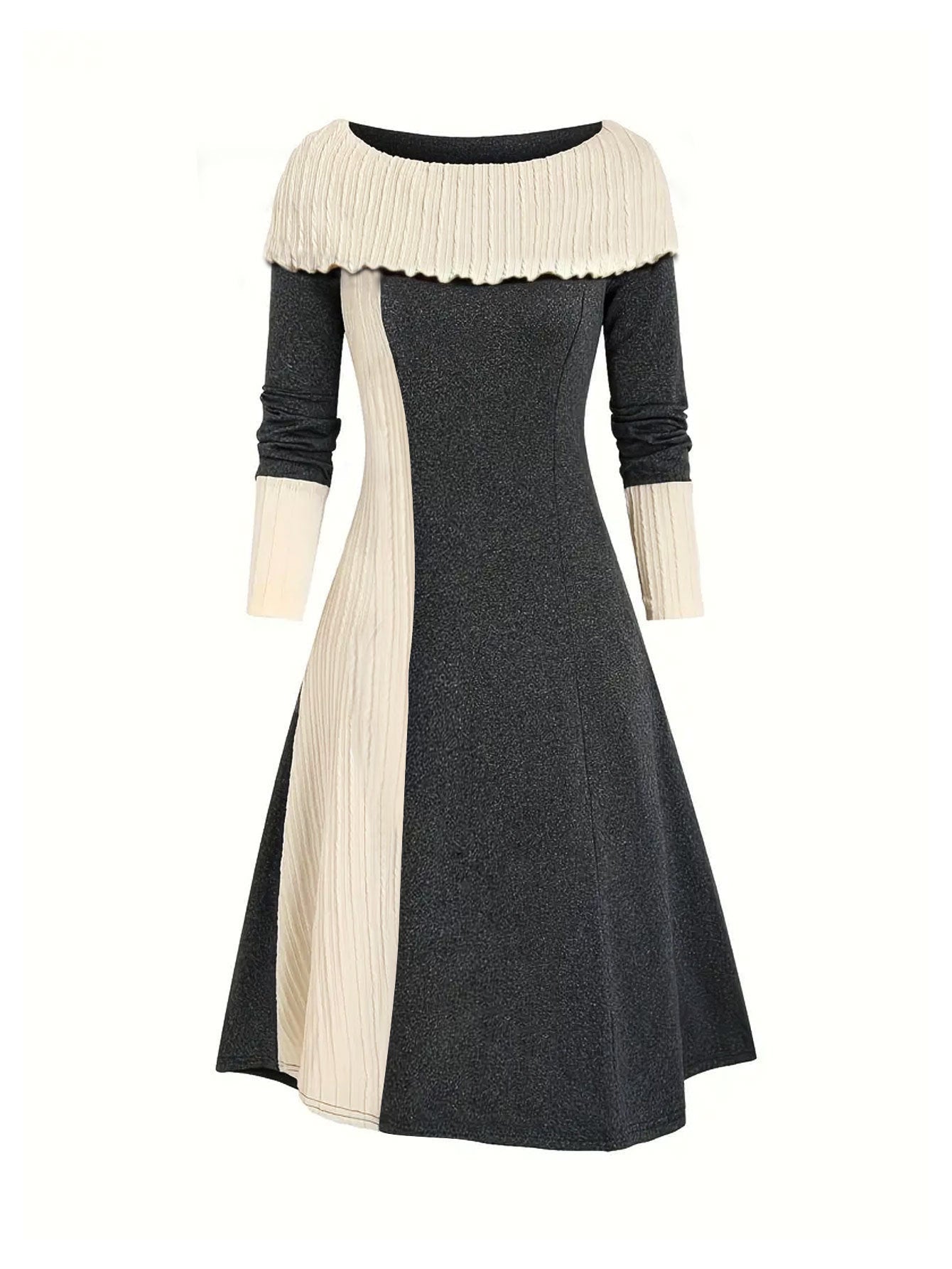 Damen Kleid mit asymmetrischem Schnitt und strukturiertem Kragen