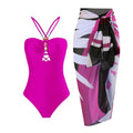 Damen Badeanzug mit elegantem Wickelrock und modischen Schmuckdetails R&B