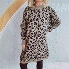Damen Grobstrickkleid im modernen Leopardenmuster R&B