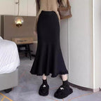 Damen Eleganter Maxirock mit voluminösem Saum und fransigen Details R&B