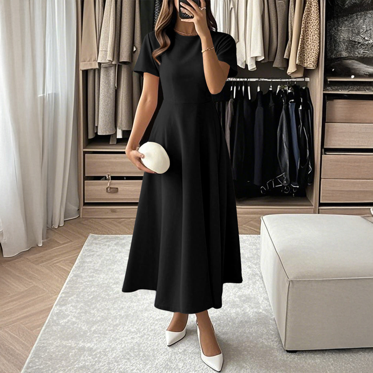 Damen Midikleid mit elegantem Schnitt und weiten Ärmeln R&B