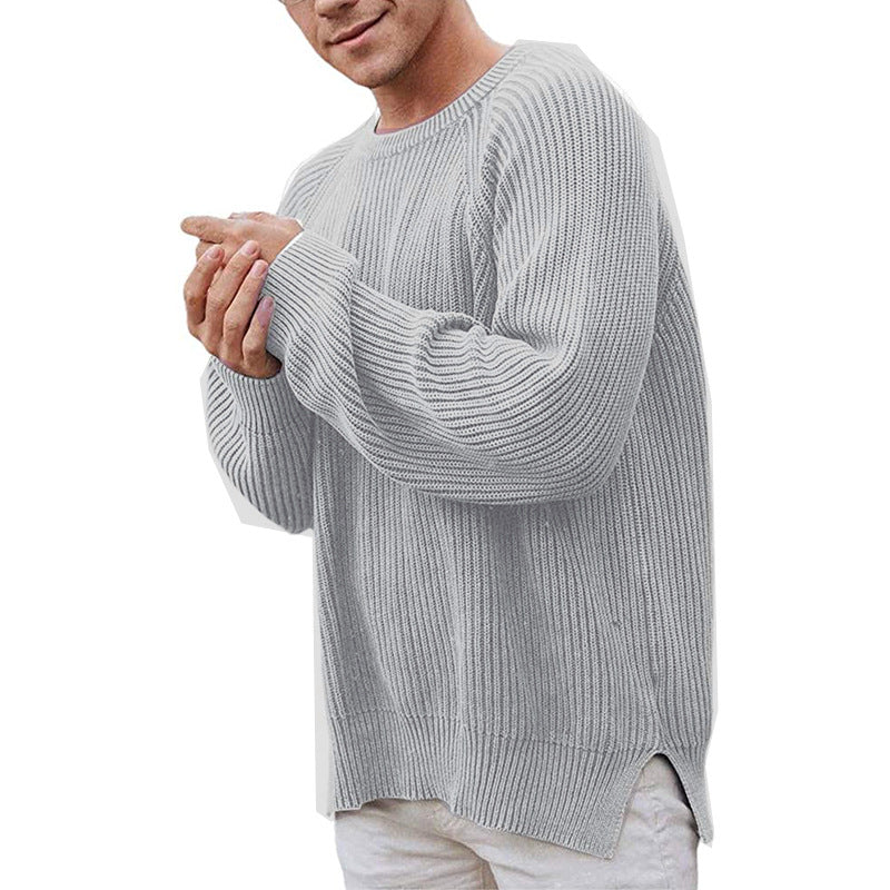 Herren lässiger Strickpullover mit Rippenstruktur und bequemer Passform R&B