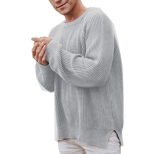 Herren lässiger Strickpullover mit Rippenstruktur und bequemer Passform R&B