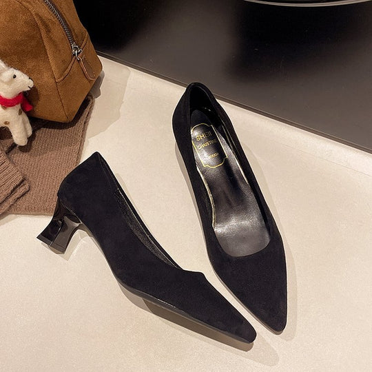Damen elegante Spitzenpumps mit Komfort-Blockabsatz R&B