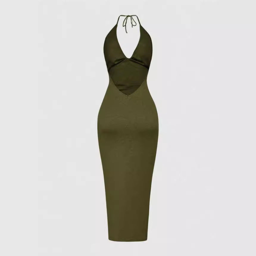Damen Elegantes Maxikleid mit tiefem V-Ausschnitt und Raffung R&B
