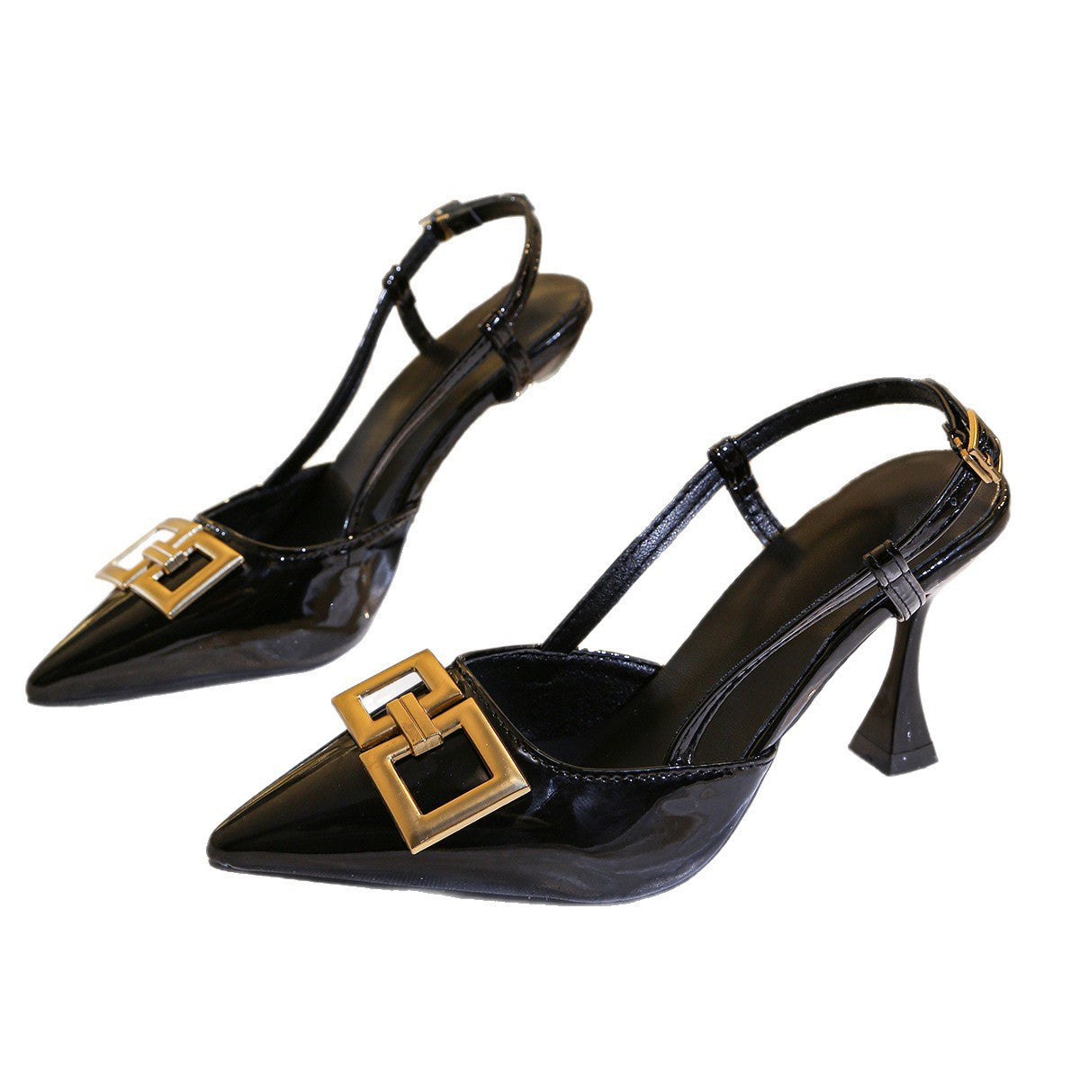 Damen eleganter Slingback Absatzschuhe mit modischer Schnalle und spitzem Zehenbereich