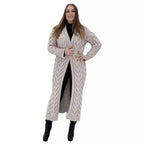 Damen Grobstrick-Mantel mit markantem Zopfdesign und offenem Schnitt R&B