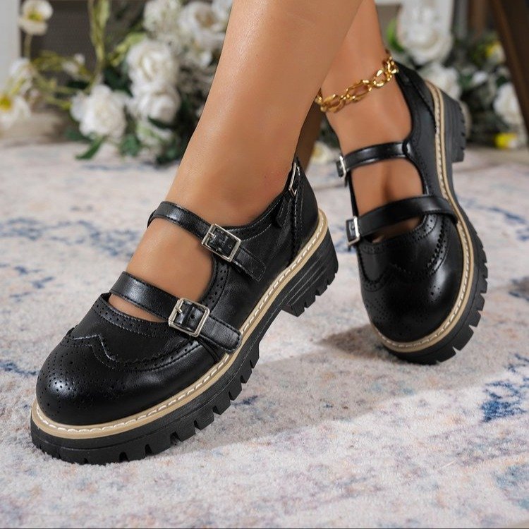 Damen Modische Ballerinas mit Doppelriemen und atmungsaktiver Sohle R&B