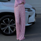 Damen Glitzernde Palazzo-Hose mit weitem Bein R&B