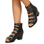 Damen High-Heel Sandalen mit modischem Riemendesign und robustem Blockabsatz R&B