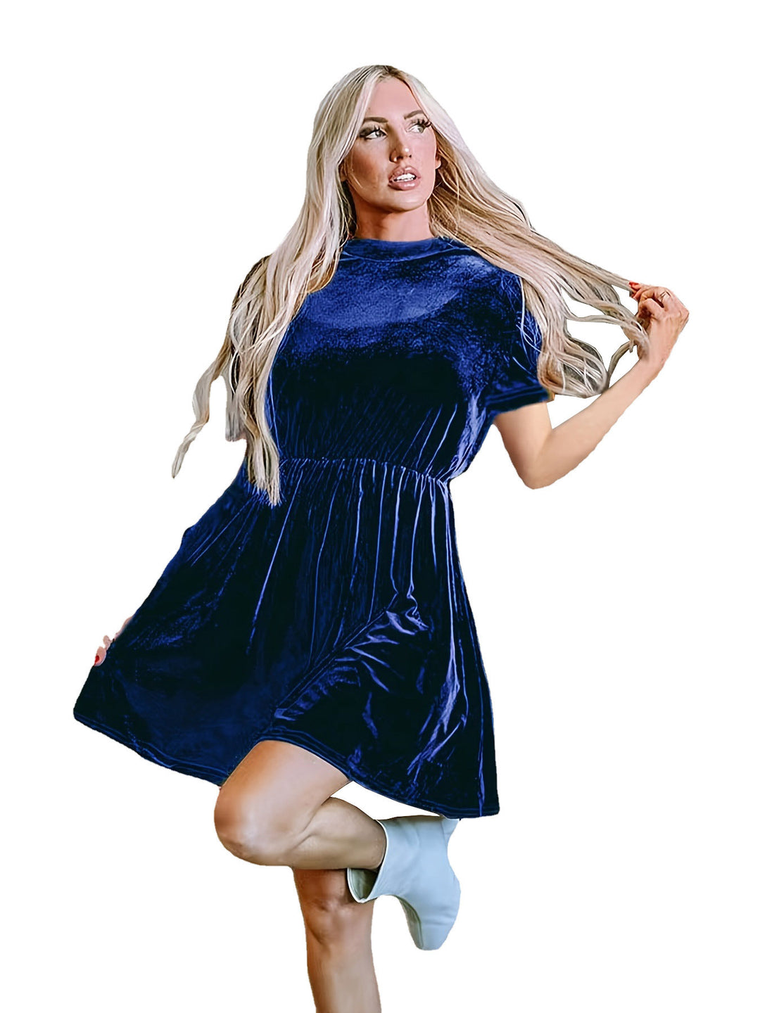 R&B | Einfarbiges Samtkleid