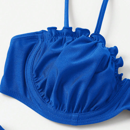 Damen Push-Up-Bikini mit Raffung und verstellbaren Trägern R&B