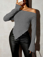 Damen asymmetrisches Langarm-Oberteil mit einem schicki Design R&B