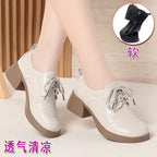 Damen Schnürschuhe mit perforiertem Obermaterial und blockigem Absatz
