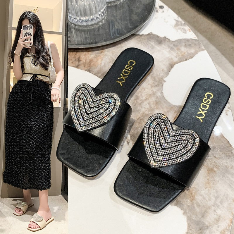 Damen Glamouröse Slipper mit Herz-Applikation R&B
