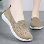 Damen atmungsaktive Slip-On Freizeitschuhe mit elastischem Strickoberteil R&B