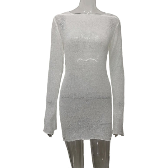 Damen durchscheinendes Häkelkleid R&B