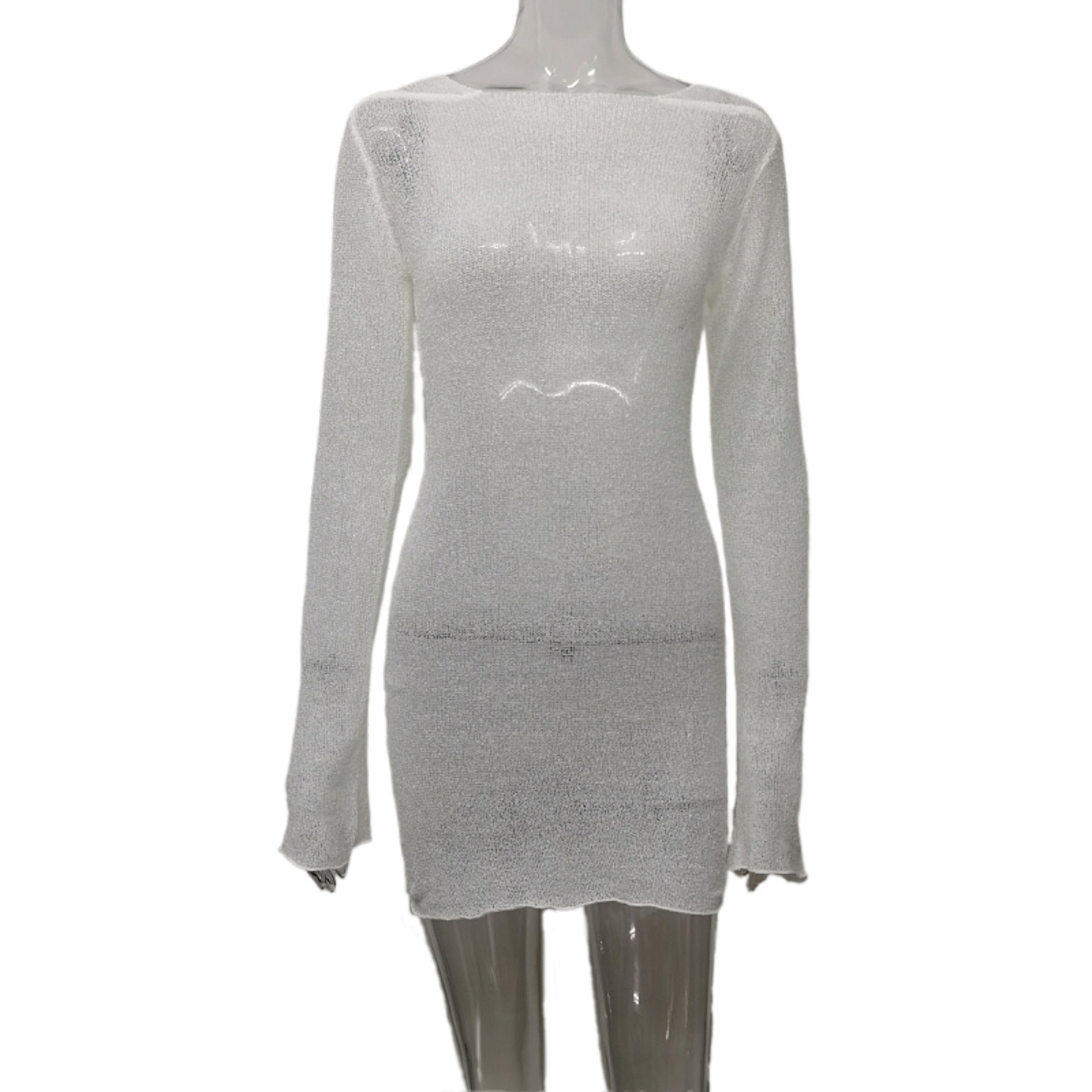 Damen durchscheinendes Häkelkleid R&B