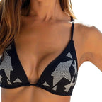 Damen Triangel-Bikini mit eleganten Pailletten und leichtem Überwurf