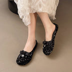 Damen Glitzernde Ballerinas mit Schleifenakzent