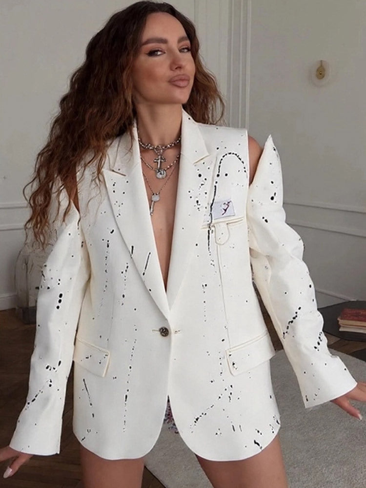 Damen Übergrößen Blazer mit kreativen Designelementen R&B