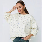 Damen Oversized Strickpullover mit floralen Akzenten und weitem Schnitt R&B