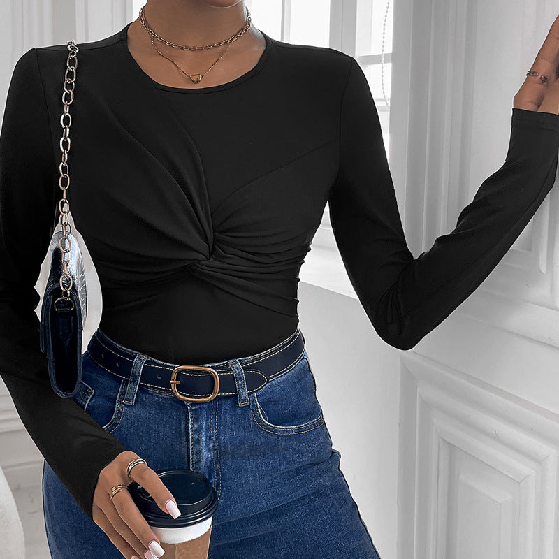 Damen Langärmliger Body mit innovativem Knotendesign R&B