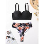 Damen Bikini-Set mit gepolstertem Oberteil und modischen floralem Slip R&B