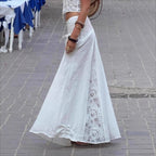 Damen Maxi-Rock mit elegantem Spitzen-Design und seitlichen Bändern R&B